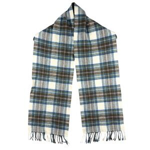 Johnstons of Elgin 100% Lambswool Plaid Scarf Tartan Fringe Scotland 60x9